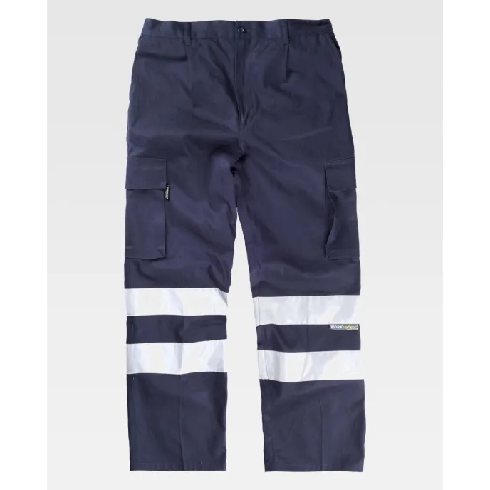 Pantalone da Lavoro Multitasche Bande Rinfrangenti B1447 - Workteam