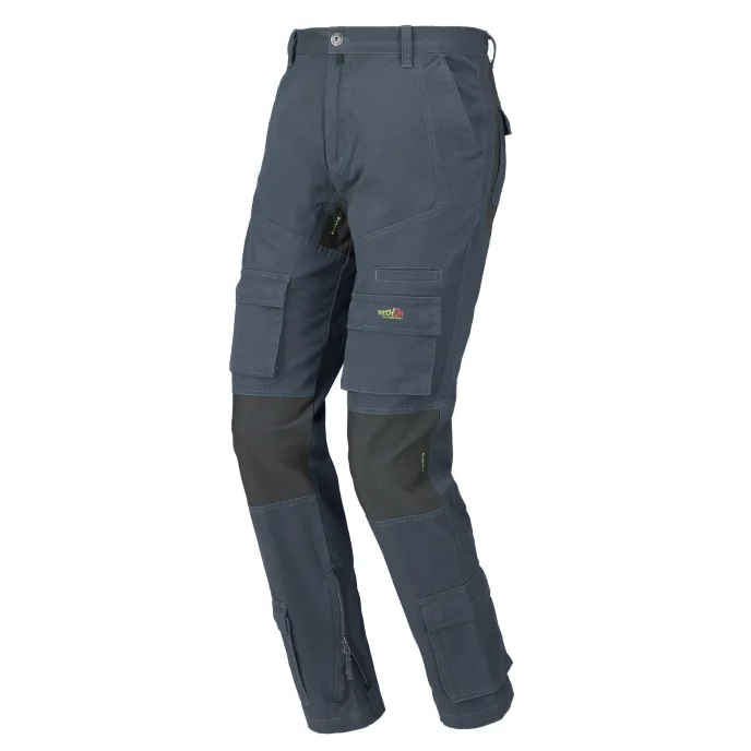 Pantalone da lavoro ISSA LINE Stretch On 8738 BLU Multitasche Tasche Laterali 100% Cotone