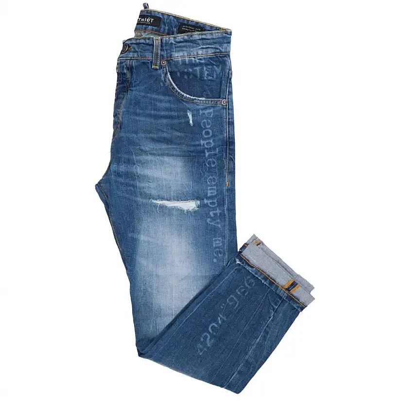 CARROT FIT SCRITTE LASER M62 Denim