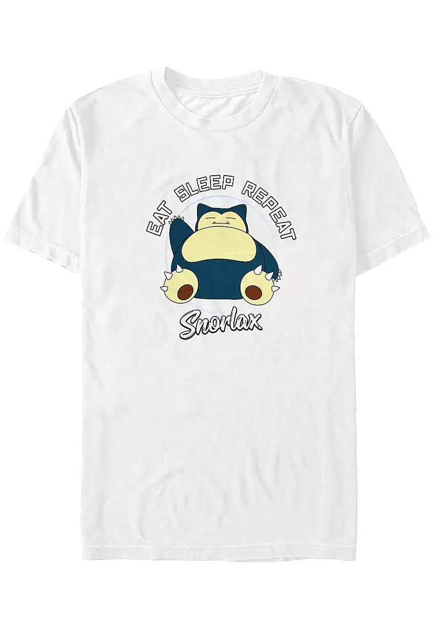 Pokémon - Snorlax Eat Sleep Repeat White - T-Shirt