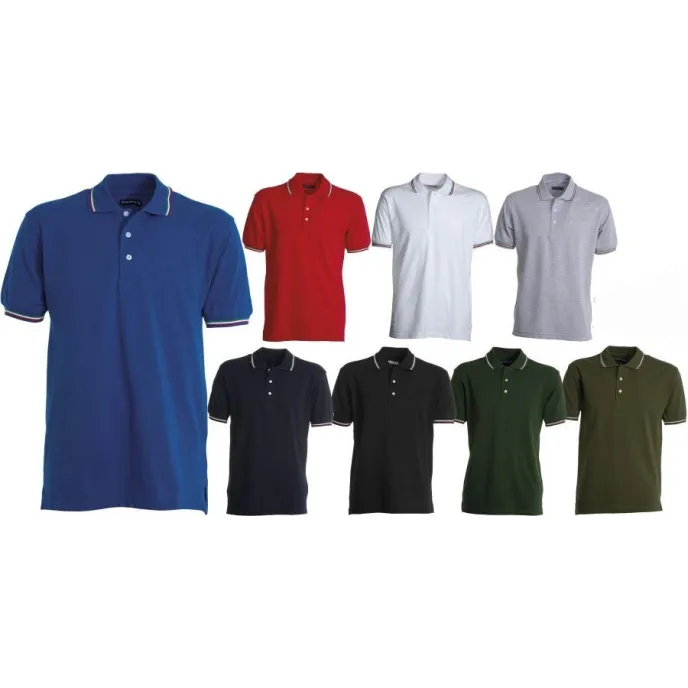 Polo Unisex ITALIA Manica Corta con Tricolore a Contrasto - Payper AY 7434