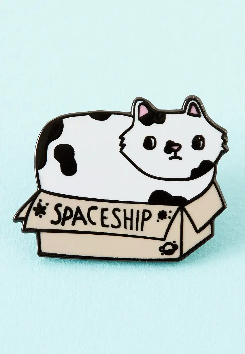 Punky Pins - Spaceship Cat In A Box Enamel - Pin