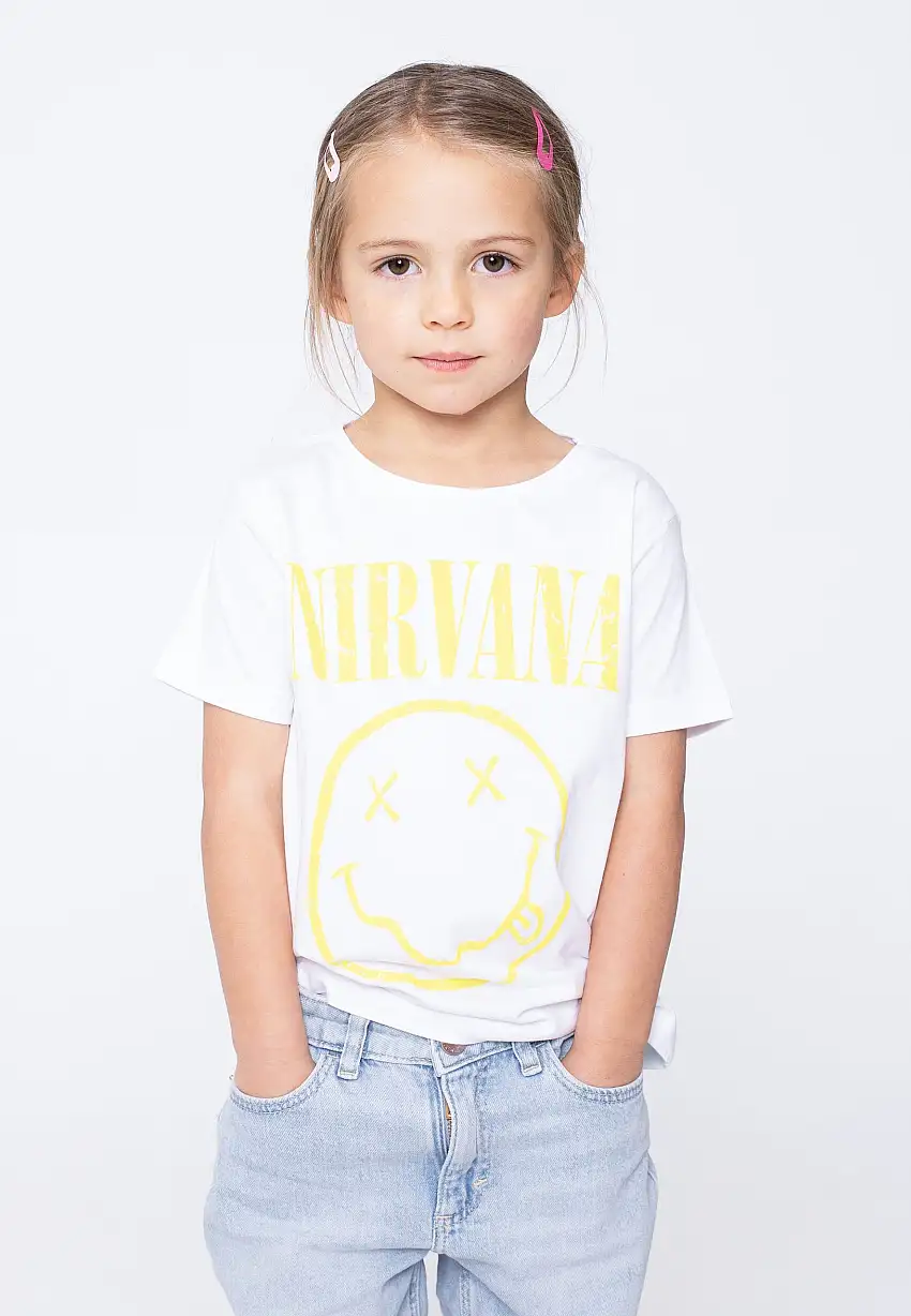 Nirvana - Yellow Happy Face Kids White - T-Shirt
