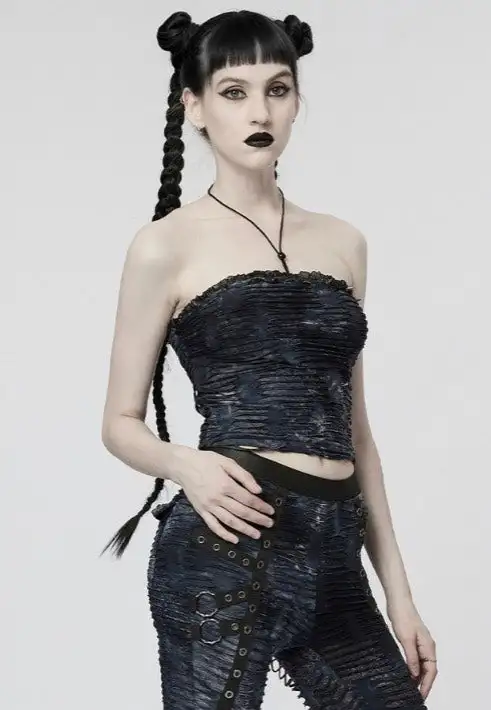 Punk Rave - Recorded Butterflies Bandeau Black/Blue - Top