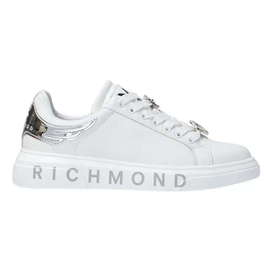 Leather strass woman Argento