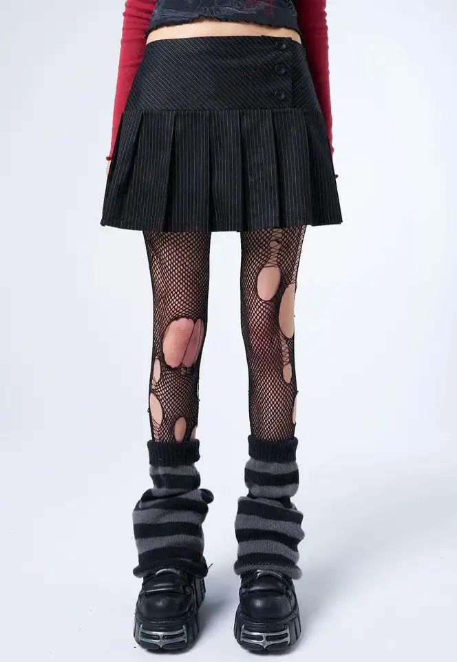 Minga London - Romy Pinstripe Pleated Mini Black - Gonna