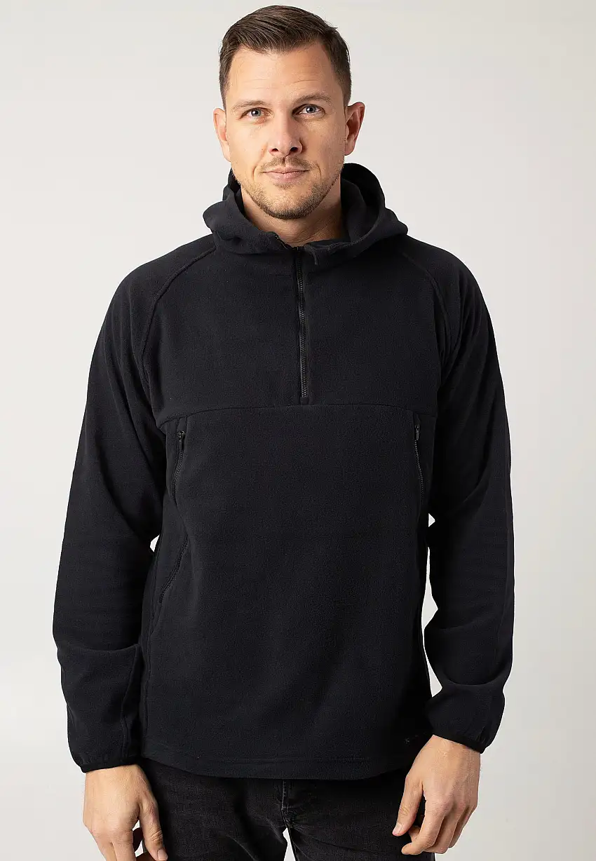 Snow Peak - Micro Fleece Half Zip Black - Felpa con cappuccio