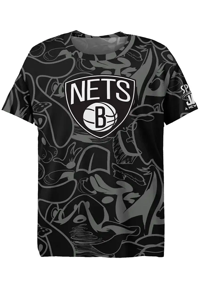Space Jam - Brooklyn Nets: Team In The Paint Grey - T-Shirt