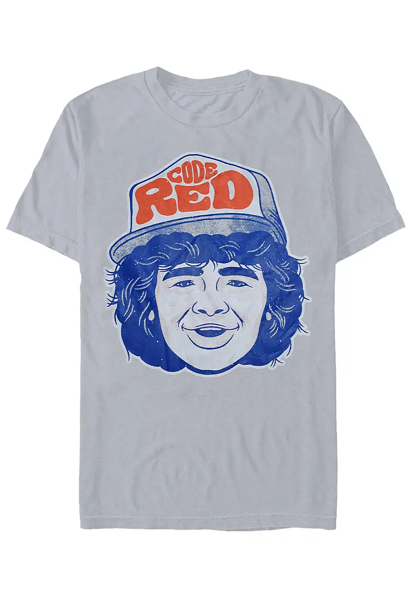 Stranger Things - Dustin Code Red Heather Grey - T-Shirt