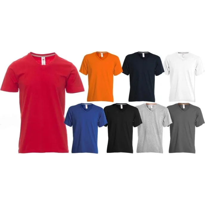T-shirt Collo a V Manica Corta in Cotone V-Neck - Payper