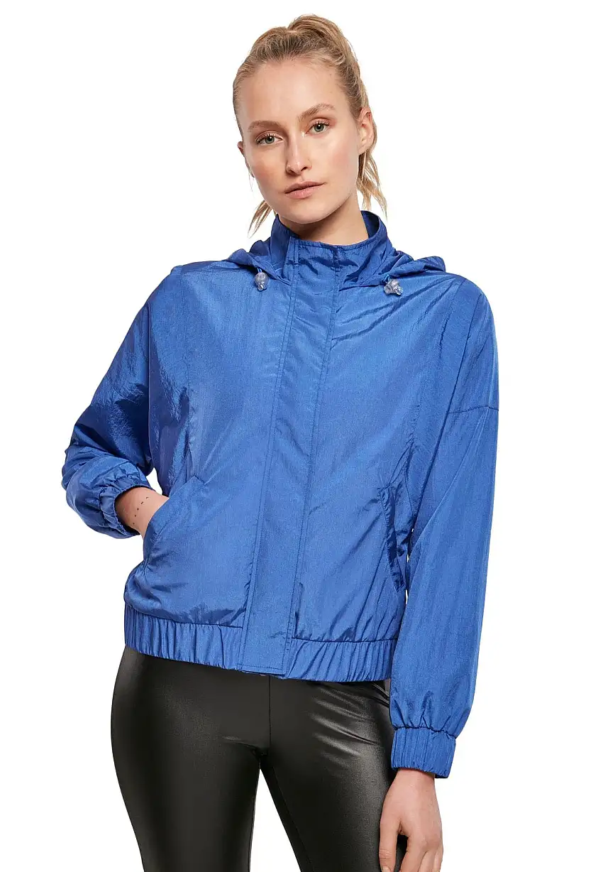 Urban Classics - Ladies Oversized Shiny Crinkle Nylon Sporty Blue - Giacca