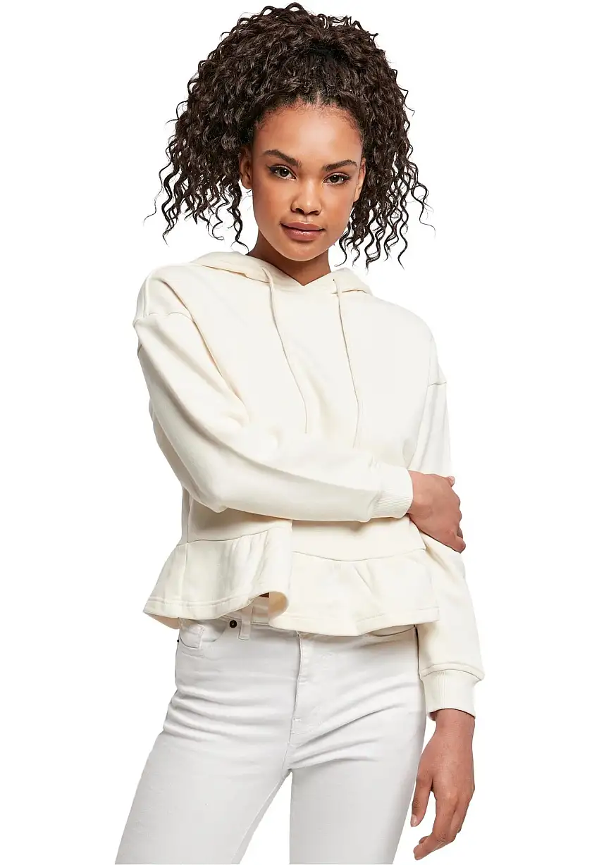Urban Classics - Ladies Organic Volants Whitesand - Felpa con cappuccio