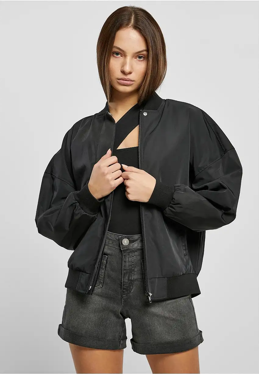 Urban Classics - Ladies Recycled Oversized Light Bomber Black - Giacca