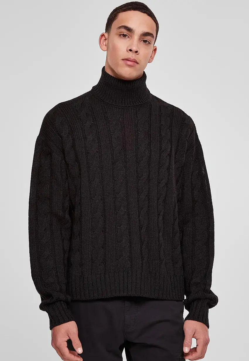 Urban Classics - Boxy Roll Neck Black - Pullover