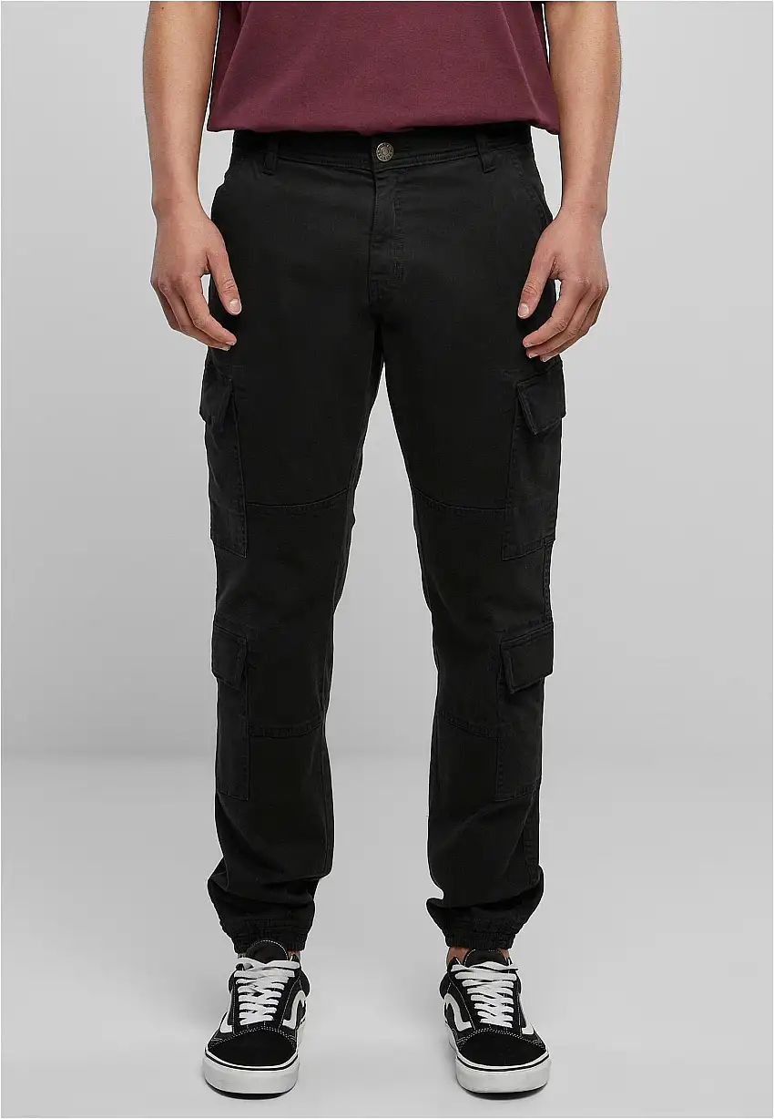 Urban Classics - Double Cargo Twill Jogging Black - Pantaloni