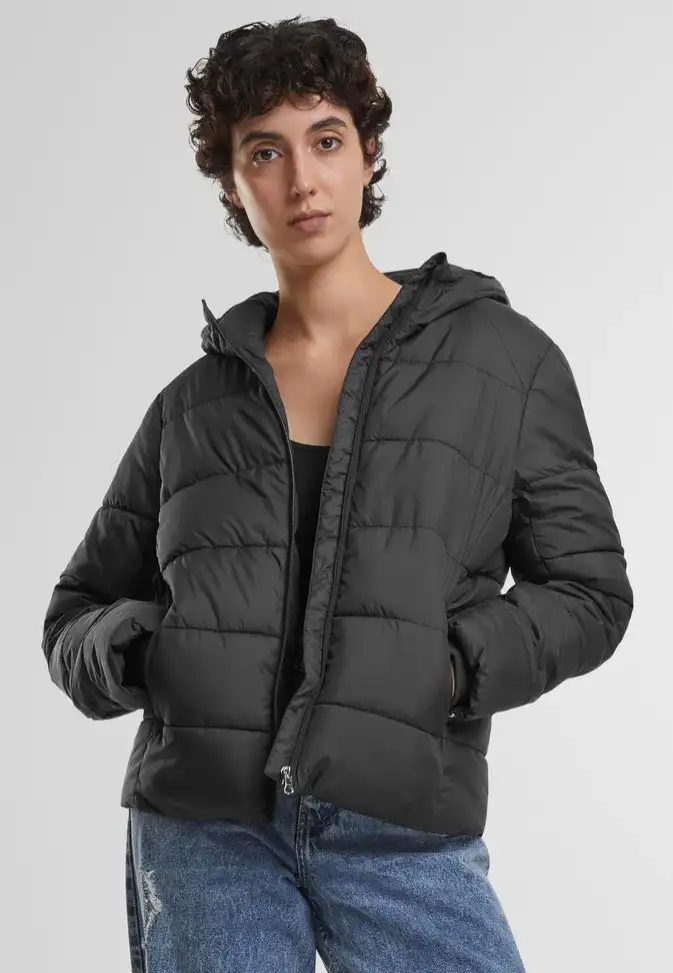 Urban Classics - Ladies Short Puffer With Hood Black - Giacca