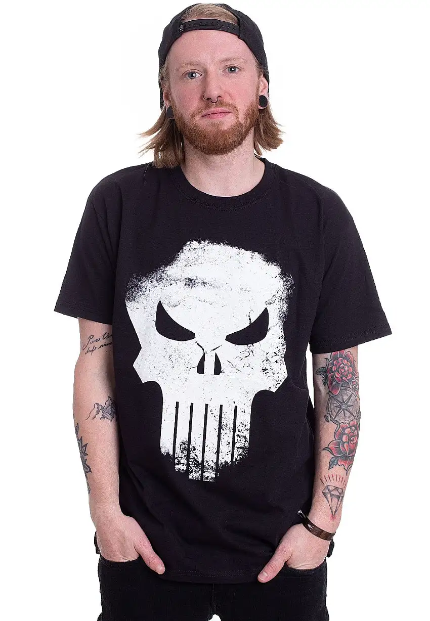 The Punisher - Distressed Skull Black - T-Shirt