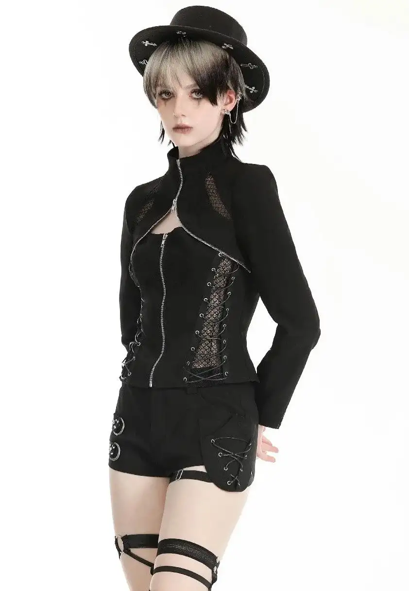 Dark In Love - Punk Metallic Sexy Hollow Out Black - Top