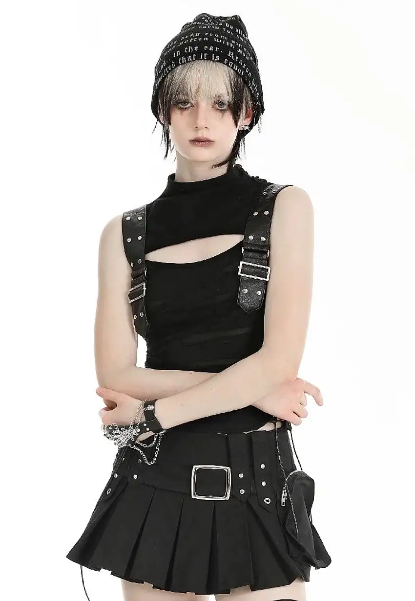 Dark In Love - Punk Motorbike Girl Cool Black - Top