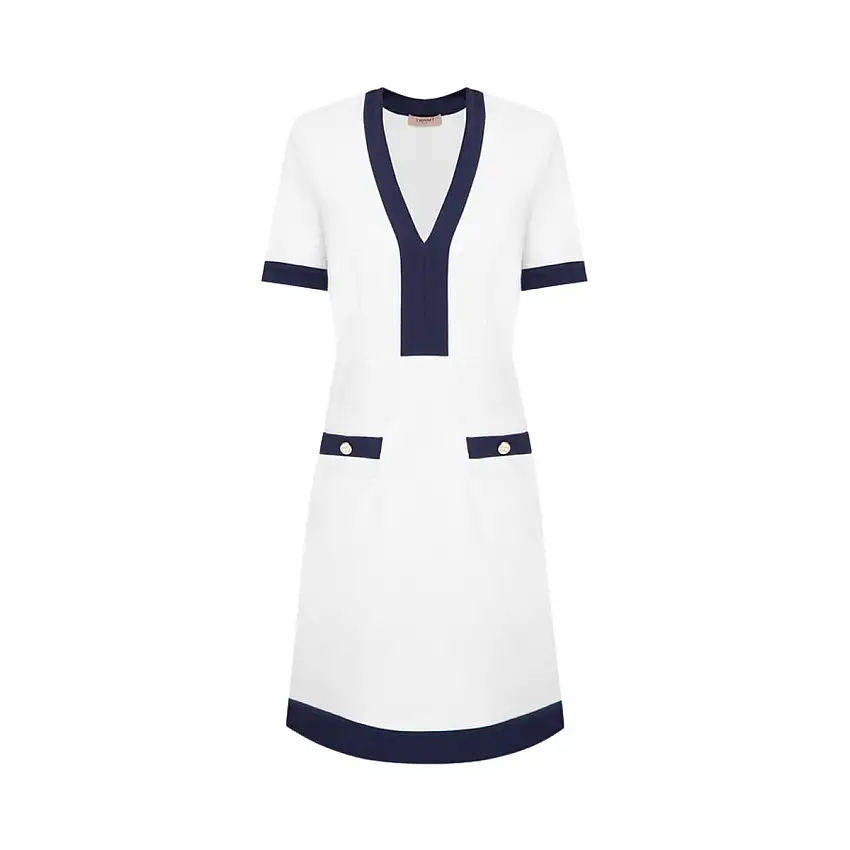 Abito Donna con scollo V e bottoni gioiello