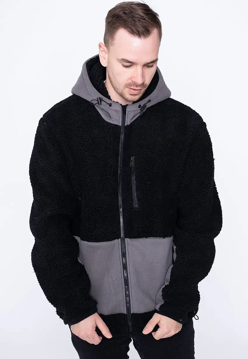Urban Classics - Hooded Sherpa Black/Asphalt - Giacca