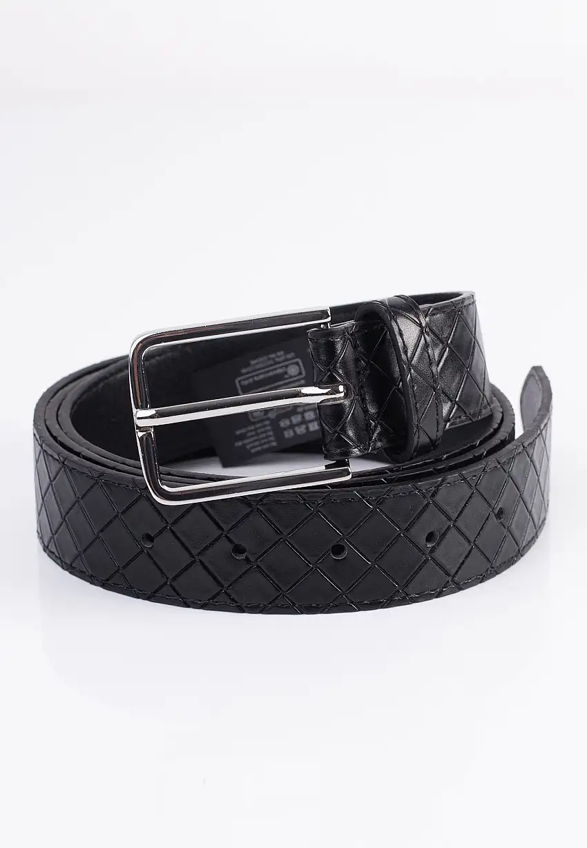 Urban Classics - Woven Embossed Synthetic Leather Black/Silver - Cintura