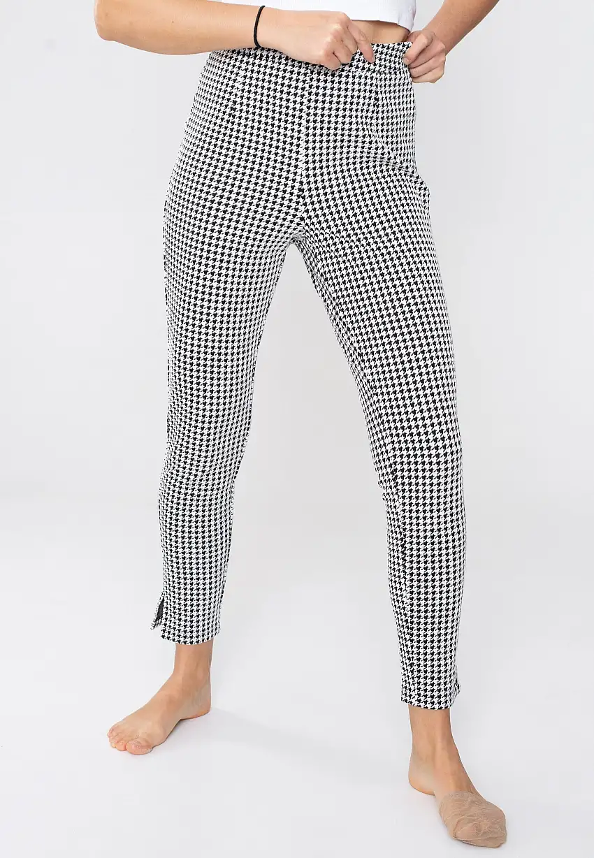 Voodoo Vixen - Houndstooth Cigarette Black/White - Pantaloni