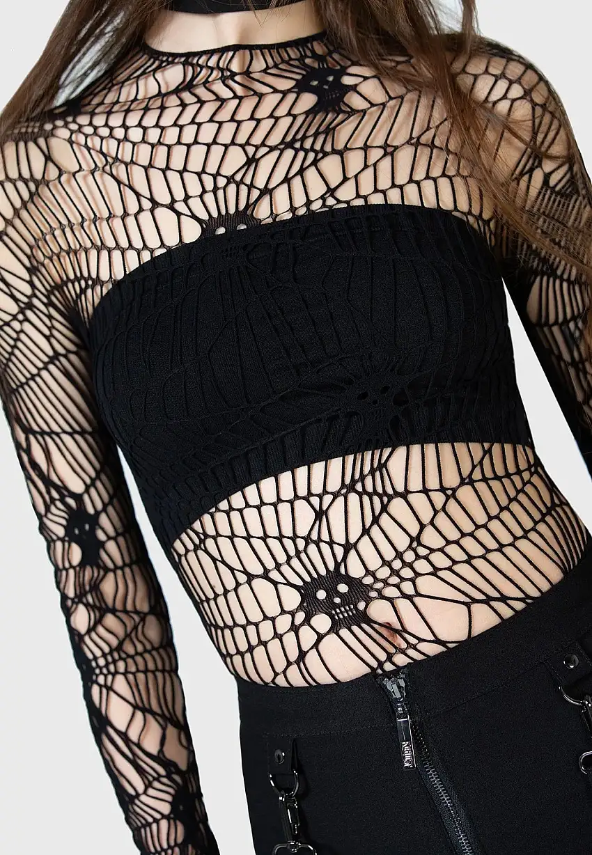 Killstar x Kihilist - Webs Grasp Black - T-Shirt a maniche lunghe