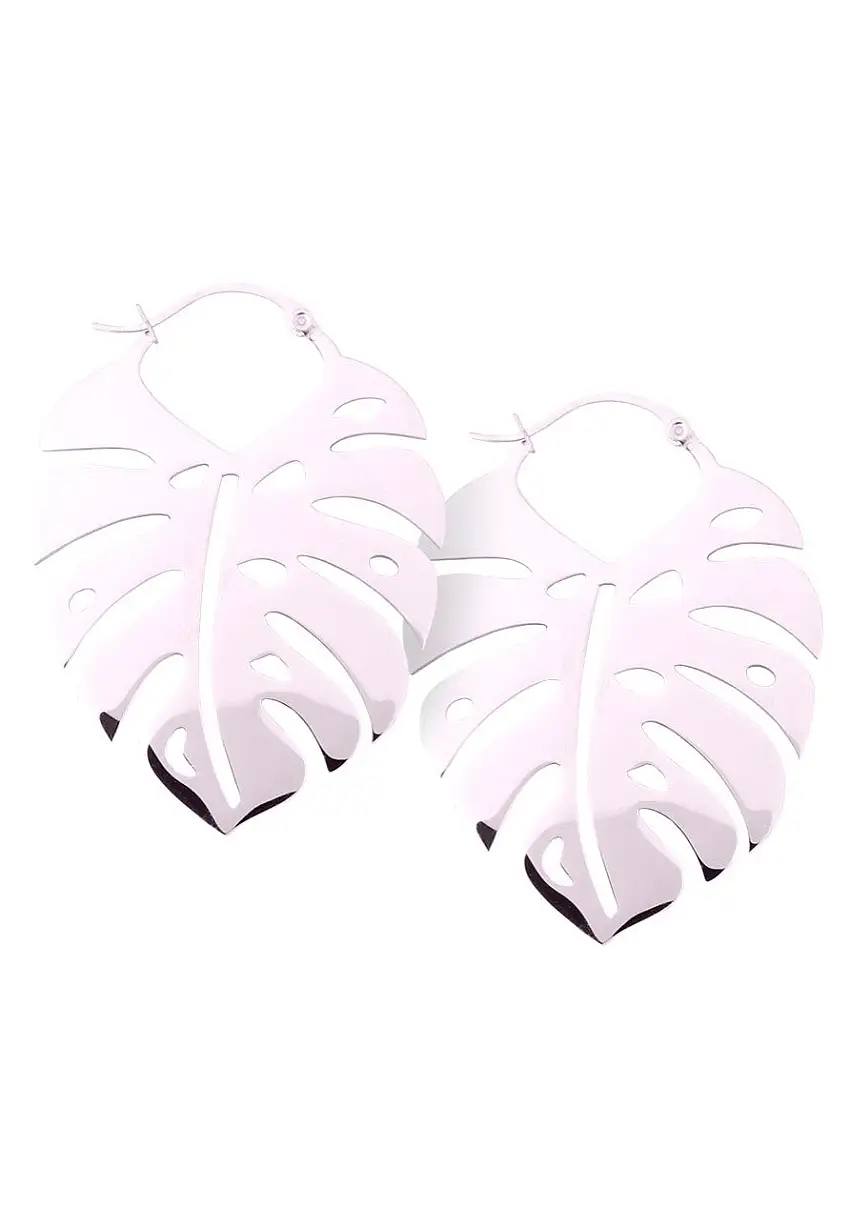 Wildcat - Monstera Leaf Hoops (Pair) Silver - Orecchini