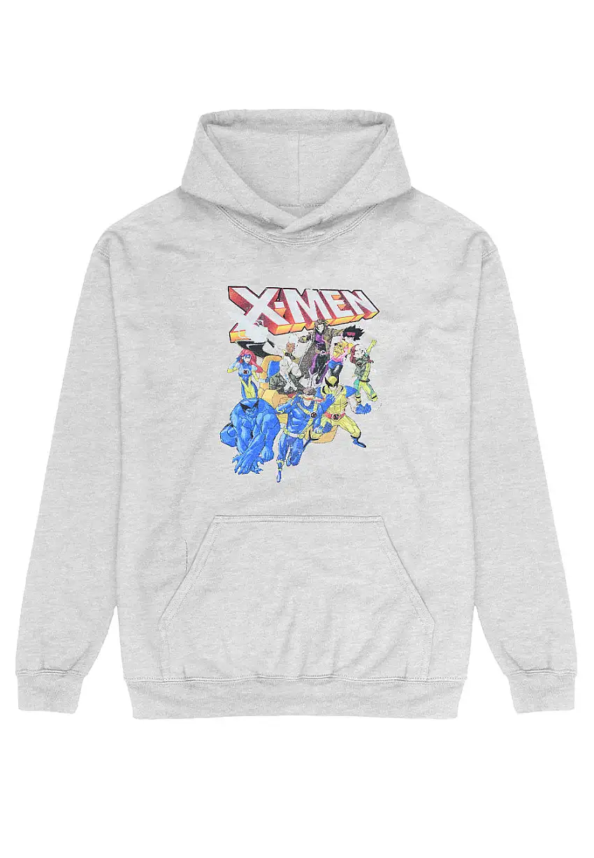 X-Men - Distressed Group Shot Heather Grey - Felpa con cappuccio