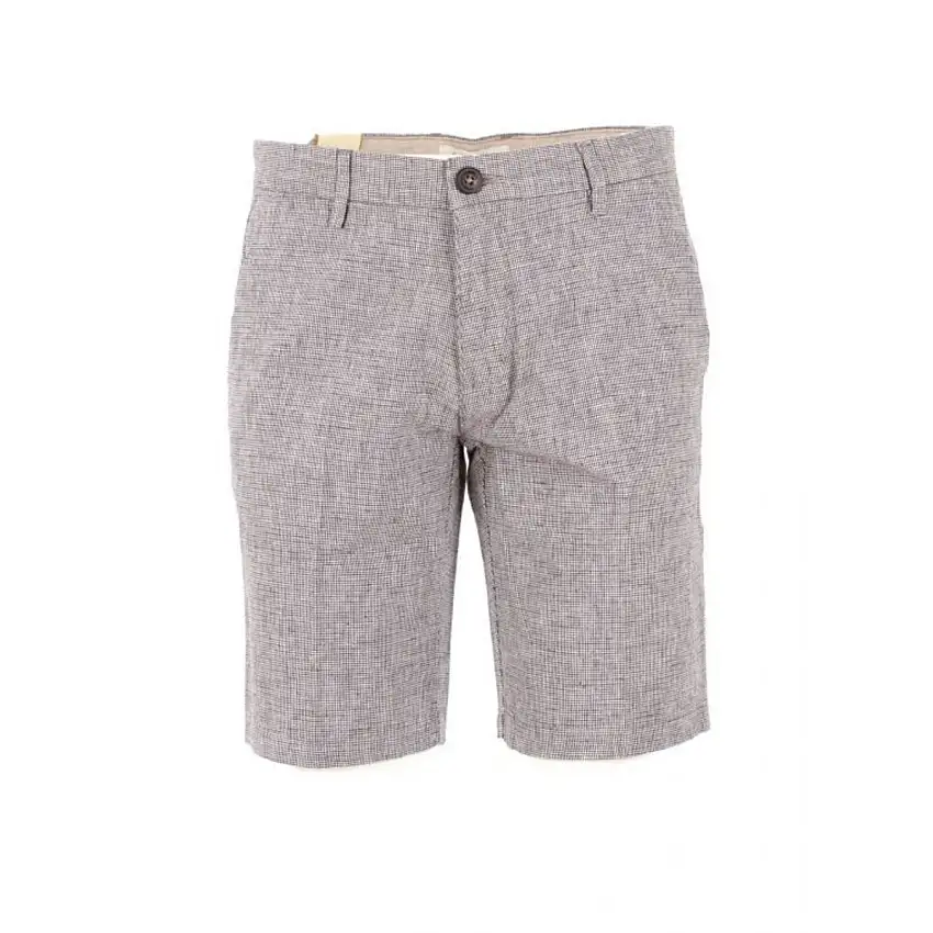 Bermuda Uomo trama pied de poule in misto lino